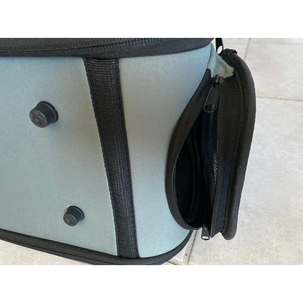 Gray Floral Paw Print Soft Sided Pet Carrier Small Dog Cat Travel Bag Mesh Vent